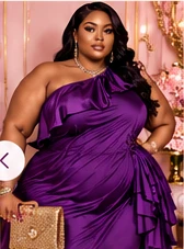 Plus-size model in purple dress