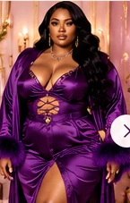 Plus-size model in purple sleepwear
